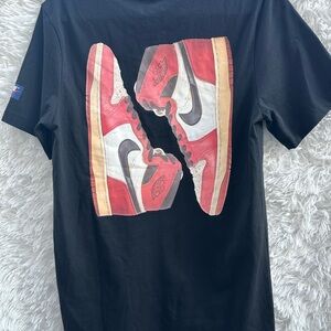Jordan Black T-Shirt with Red and White Sneaker Graphic